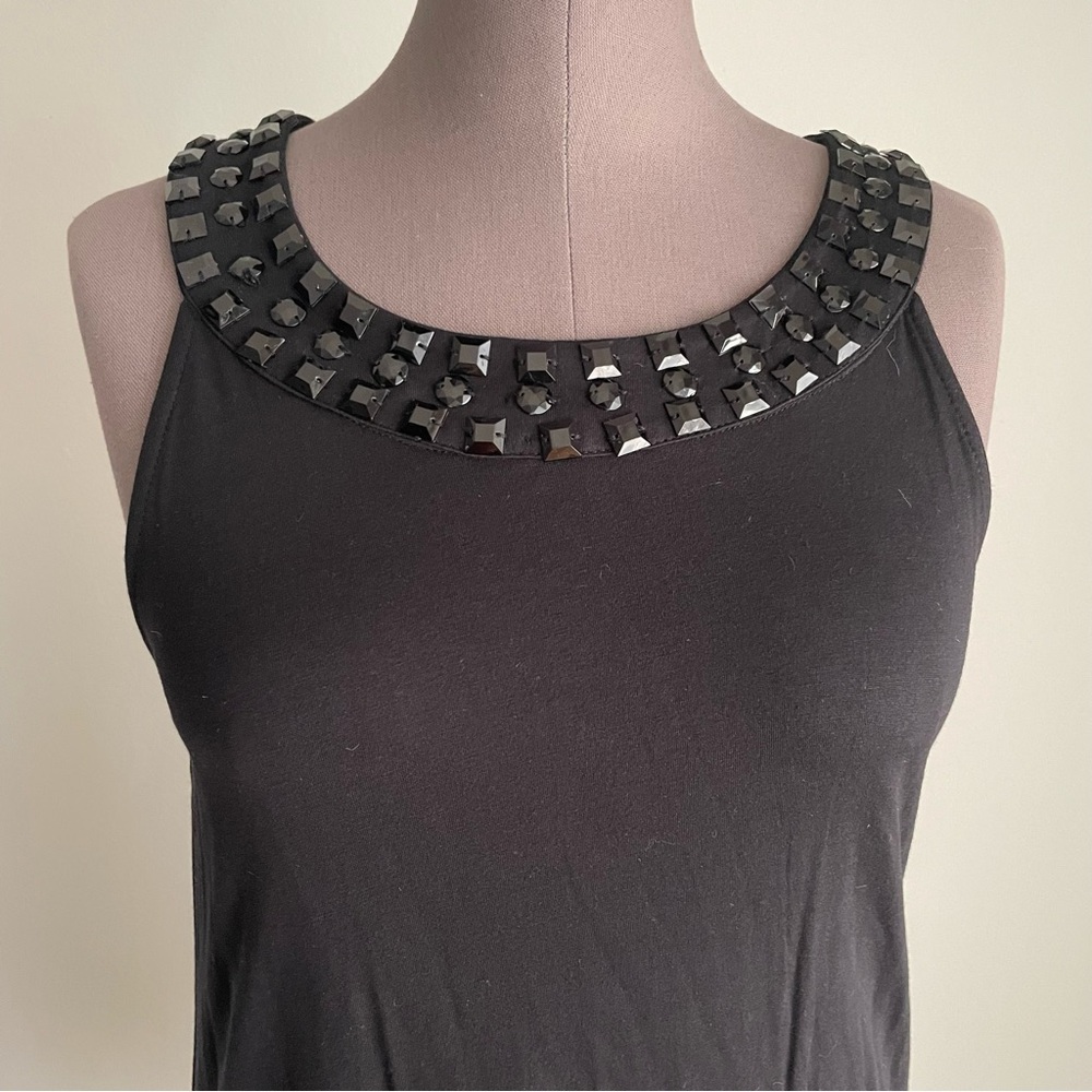 Kische Black beaded scoop neckline mini dress